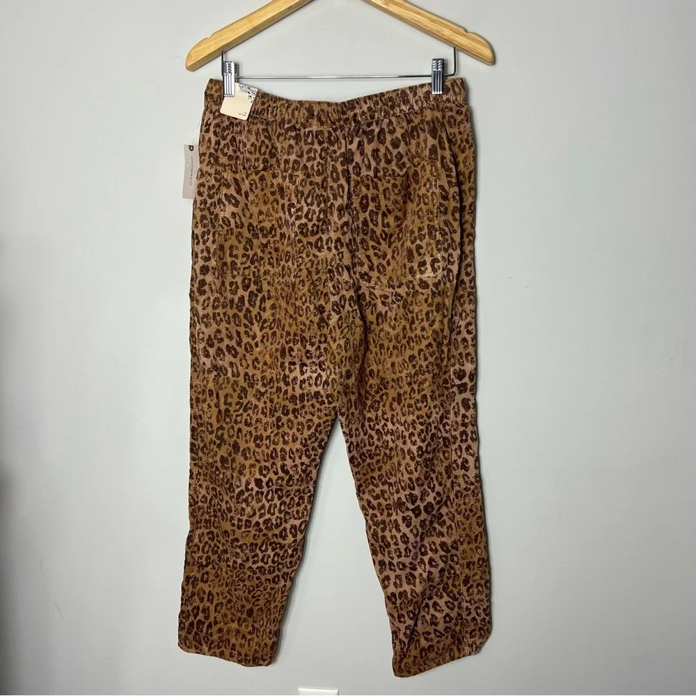 Anthropologie Brown Leopard Print Drawstring Pants